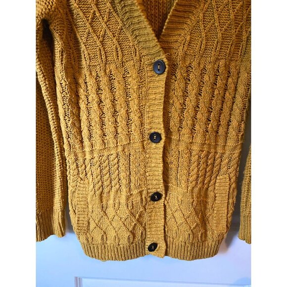 Anthropologie Oversized Rust Mustard Textured Knit Cowl Neck Tunic Sweater M - Picture 4 of 6